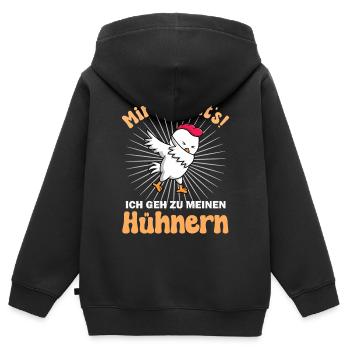 Huhn Hühner - Kinder Premium Organic Zip Hoodie - Schwarz - Hinten - AI Model Kid Male (0cm)