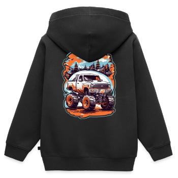 Monstertruck - Kinder Premium Organic Zip Hoodie - Schwarz - Hinten - AI Model Kid Male (0cm)