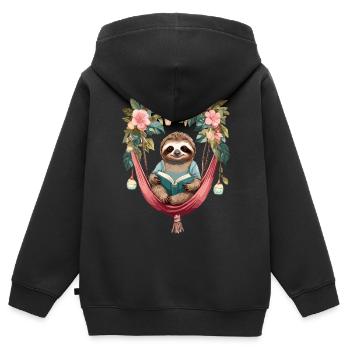 Paresseux mignon dans un hamac - Sweat Premium à capuche zippé enfant bio - noir - Dos - AI Model Kid Male (0cm)