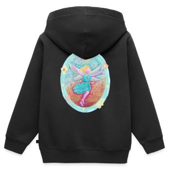 Elfe magique de la joie - Sonja Ariel von Staden - Sweat Premium à capuche zippé enfant bio - noir - Dos - AI Model Kid Male (0cm)