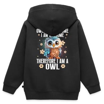 Eule Eulen - Kinder Premium Organic Zip Hoodie - Schwarz - Hinten - AI Model Kid Male (0cm)