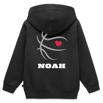 Noah Basketball Jungenname Basketball Shirt - Kinder Premium Organic Zip Hoodie - Schwarz - Hinten - AI Model Kid Male (0cm)