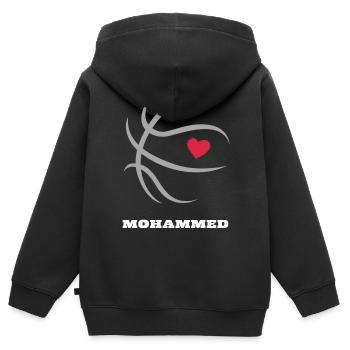 Mohammed Basketball Jungenname Basketball - Kinder Premium Organic Zip Hoodie - Schwarz - Hinten - AI Model Kid Male (0cm)