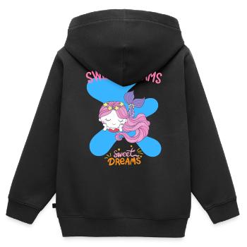 Skurrile Meerjungfrau Schlafender Träumer Design - Kinder Premium Organic Zip Hoodie - Schwarz - Hinten - AI Model Kid Male (0cm)
