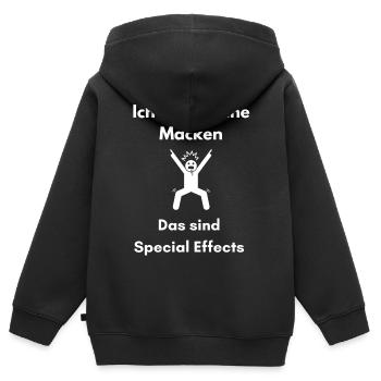 Ich habe keine Macken das sind Special Effects - Kinder Premium Organic Zip Hoodie - Schwarz - Hinten - AI Model Kid Male (0cm)