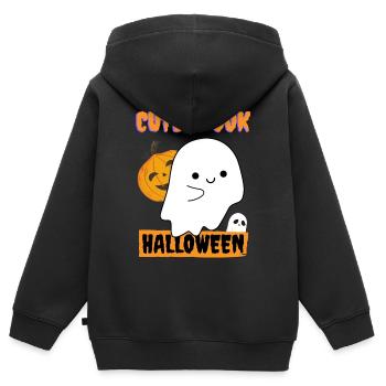 Halloween-Shirt süßer Spuk - Kinder Premium Organic Zip Hoodie - Schwarz - Hinten - AI Model Kid Male (0cm)