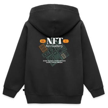 NFT Kunstgalerie Blockmosaik - Kinder Premium Organic Zip Hoodie - Schwarz - Hinten - AI Model Kid Male (0cm)
