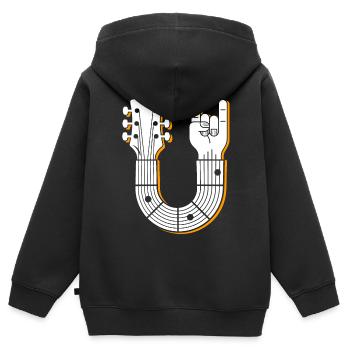 Musikalische Gitarre Handzeichen Illustration - Kinder Premium Organic Zip Hoodie - Schwarz - Hinten - AI Model Kid Male (0cm)