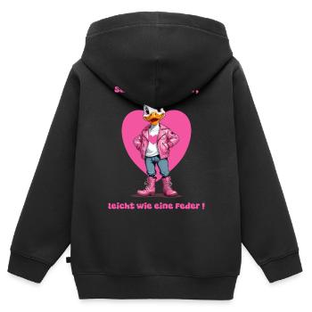 Süße Ente in Leder - Kinder Premium Organic Zip Hoodie - Schwarz - Hinten - AI Model Kid Male (0cm)