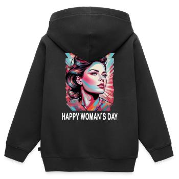 Internationaler Frauentag - Kinder Premium Organic Zip Hoodie - Schwarz - Hinten - AI Model Kid Male (0cm)