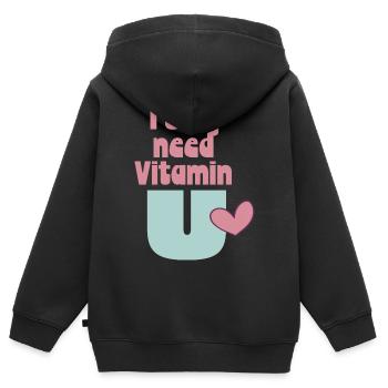 I only need Vitamin U - Kinder Premium Organic Zip Hoodie - Schwarz - Hinten - AI Model Kid Male (0cm)