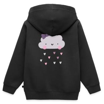 Love Cloud - Hearts - Rain - Kids Premium Organic Zip-up Hoodie - black - Back - AI Model Kid Male (0cm)