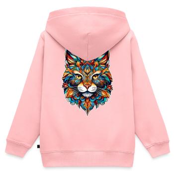 Cooles Katzen Symbol - Kinder Premium Organic Zip Hoodie - Rosa - Hinten - AI Model Kid Female (0cm)