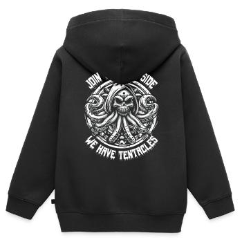SCHÄDEL DER ALBTRÄUME: SCHLIESSE DICH DER DUNKLEN SEITE AN - Kinder Premium Organic Zip Hoodie - Schwarz - Hinten - AI Model Kid Male (0cm)