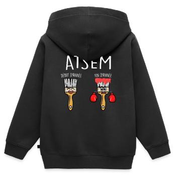 les ATSEM en début et fin d'année - Sweat Premium à capuche zippé enfant bio - noir - Dos - AI Model Kid Male (0cm)