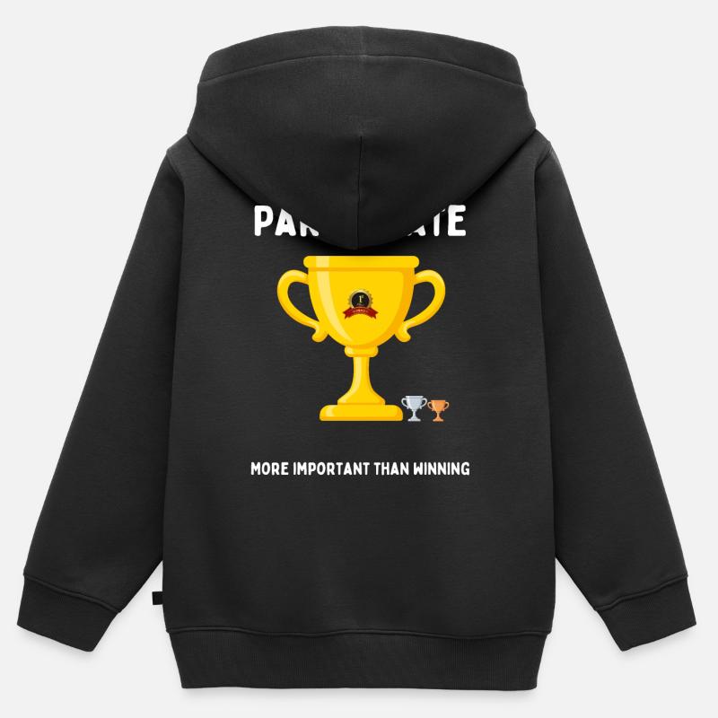 Participer - Sweat Premium à capuche zippé enfant bio - noir