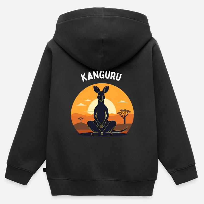 Kanguru - Sweat Premium à capuche zippé enfant bio - noir