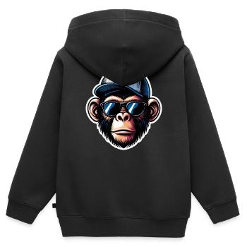 Casquette de lunettes de singe - Sweat Premium à capuche zippé enfant bio - noir - Dos - AI Model Kid Male (0cm)
