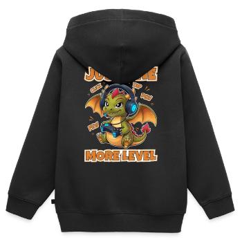 Gamer Drache Gaming one more Level Kids - Kids Premium Organic Zip-up Hoodie - black - Back - AI Model Kid Male (0cm)