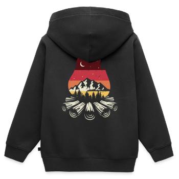 Campfire Sunset Pines - Kids Premium Organic Zip-up Hoodie - black - Back - AI Model Kid Male (0cm)