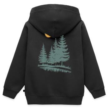 Sonnenbeschienene Kiefern-Silhouette - Kinder Premium Organic Zip Hoodie - Schwarz - Hinten - AI Model Kid Male (0cm)