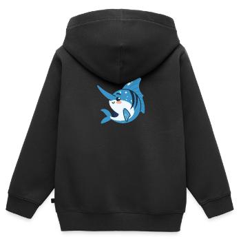 Schwertfisch in Bewegung - Kinder Premium Organic Zip Hoodie - Schwarz - Hinten - AI Model Kid Male (0cm)