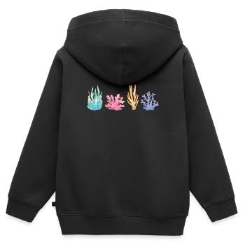 Récif corallien vibrant - Sweat Premium à capuche zippé enfant bio - noir - Dos - AI Model Kid Male (0cm)