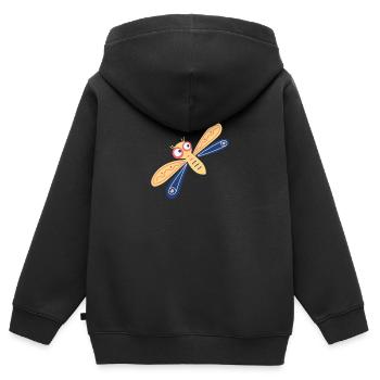 Demoiselle délicate - Sweat Premium à capuche zippé enfant bio - noir - Dos - AI Model Kid Male (0cm)