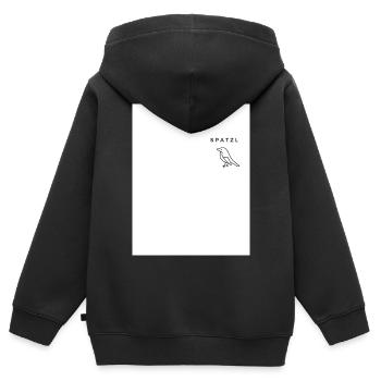 Spatzl - Kinder Premium Organic Zip Hoodie - Schwarz - Hinten - AI Model Kid Male (0cm)