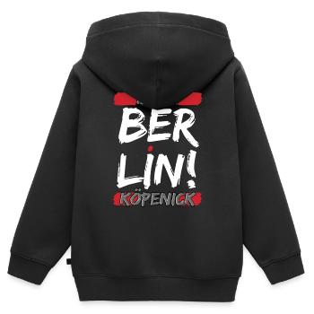 Berlin 12XXX – Stolzes Köpenick Bezirks-Design - Kinder Premium Organic Zip Hoodie - Schwarz - Hinten - AI Model Kid Male (0cm)