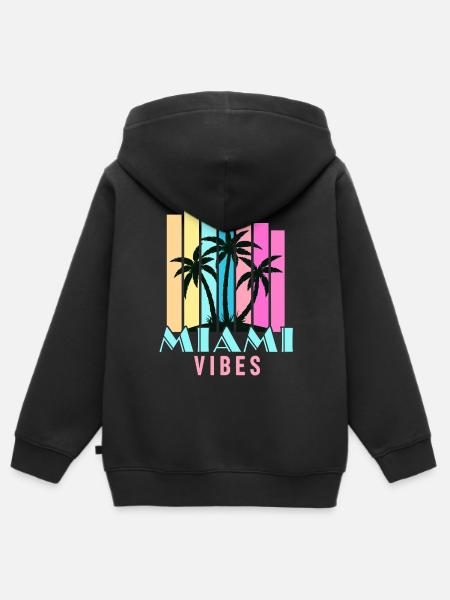 Miami Vibes - Kinder Premium Organic Zip Hoodie - Schwarz