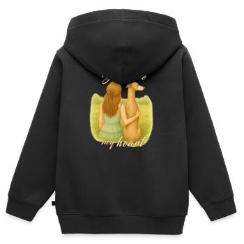 Greyhound Love - Woman with Dog - Kids Premium Organic Zip-up Hoodie - black - Back - AI Model Kid Male (0cm)