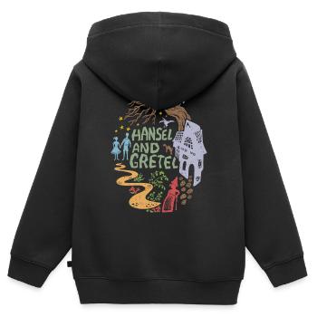 Hansel et Gretel Maison Sorcière Vintage - Sweat Premium à capuche zippé enfant bio - noir - Dos - AI Model Kid Male (0cm)