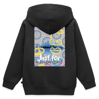 Juste un instant - Sweat Premium à capuche zippé enfant bio - noir - Dos - AI Model Kid Male (0cm)