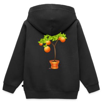 Petit oranger en pot de fleurs - Sweat Premium à capuche zippé enfant bio - noir - Dos - AI Model Kid Male (0cm)