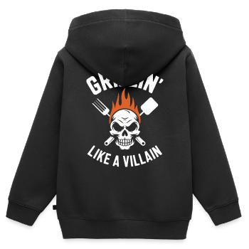 Grillen Schädel Inferno T-Shirt Design - Kinder Premium Organic Zip Hoodie - Schwarz - Hinten - AI Model Kid Male (0cm)