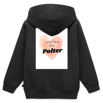 Poltern  - Kinder Premium Organic Zip Hoodie - Schwarz - Hinten - AI Model Kid Male (0cm)
