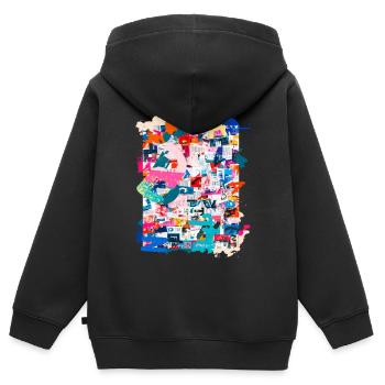 Modèle, Pop Art, Art, Collage, Art, Journal, Typo - Sweat Premium à capuche zippé enfant bio - noir - Dos - AI Model Kid Male (0cm)