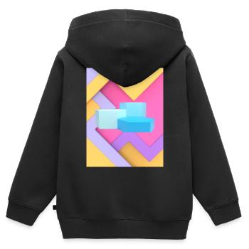 Conception de pod géométrique pastel - Sweat Premium à capuche zippé enfant bio - noir - Dos - AI Model Kid Male (0cm)