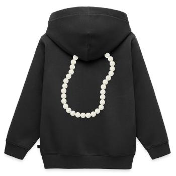 Conception élégante de collier de perles de perles - Sweat Premium à capuche zippé enfant bio - noir - Dos - AI Model Kid Male (0cm)