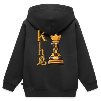 Roi des échecs Élégance - Sweat Premium à capuche zippé enfant bio - noir - Dos - AI Model Kid Male (0cm)