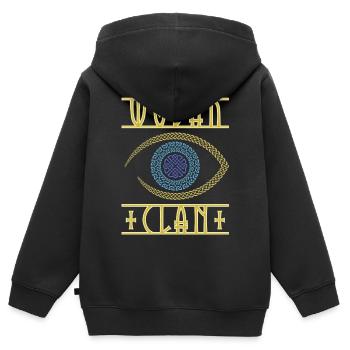 Oeil Viking d’Odin - Sweat Premium à capuche zippé enfant bio - noir - Dos - AI Model Kid Male (0cm)