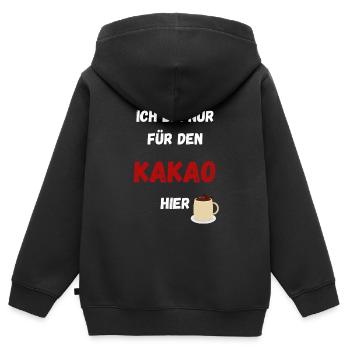 Je ne suis là que pour le cacao. Marché de Noël - Sweat Premium à capuche zippé enfant bio - noir - Dos - AI Model Kid Male (0cm)