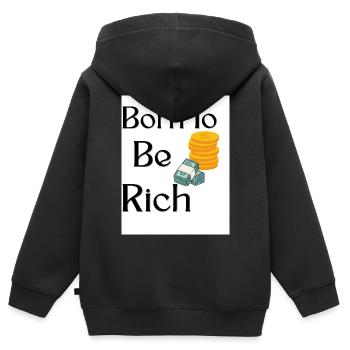 Birth to Wealth Designer Tea - Kids Premium Organic Zip-up Hoodie - black - Back - AI Model Kid Male (0cm)