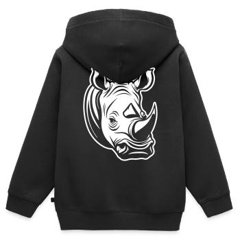 Nashorn Kopf - Kinder Premium Organic Zip Hoodie - Schwarz - Hinten - AI Model Kid Male (0cm)
