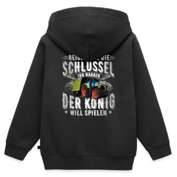 Landwirt - Kinder Premium Organic Zip Hoodie - Schwarz - Hinten - AI Model Kid Male (0cm)