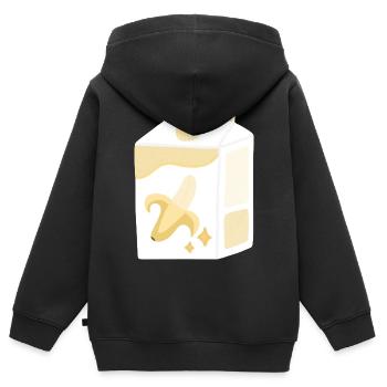 Bananenmilch Karton - Kinder Premium Organic Zip Hoodie - Schwarz - Hinten - AI Model Kid Male (0cm)