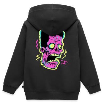 Néon Zombie Screamer Pop Art - Sweat Premium à capuche zippé enfant bio - noir - Dos - AI Model Kid Male (0cm)