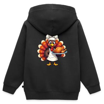 Thanksgiving Turkey Cook Thanksgiving - Kids Premium Organic Zip-up Hoodie - black - Back - AI Model Kid Male (0cm)