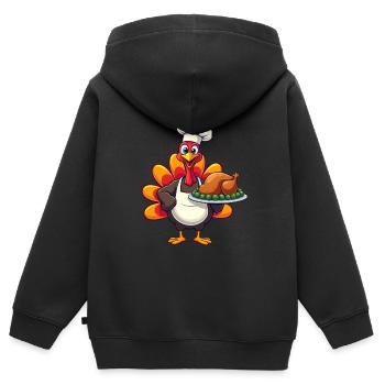 Thanksgiving Turkey Cook Thanksgiving - Kids Premium Organic Zip-up Hoodie - black - Back - AI Model Kid Male (0cm)